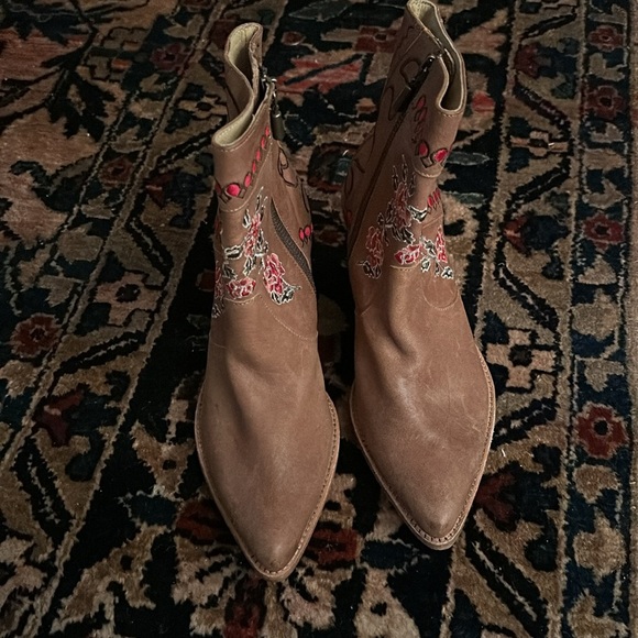 Anthropologie Embroidered Leather Western Boots Italian cowboy Marco Delli 36 - Picture 4 of 6